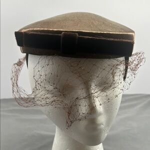 Vintage Brown Hat with‎ Veil